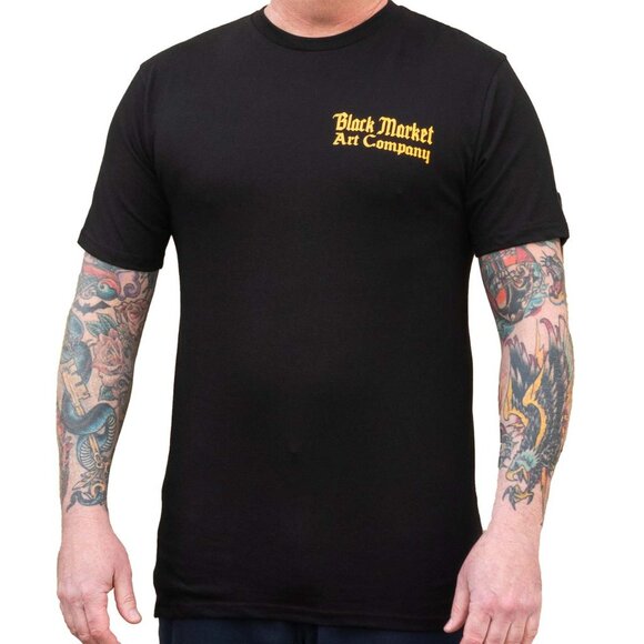 Tattooed Mean Mouse Black T-shirt Custom Art S-M-L-XL-2XL NWT - Picture 3 of 8